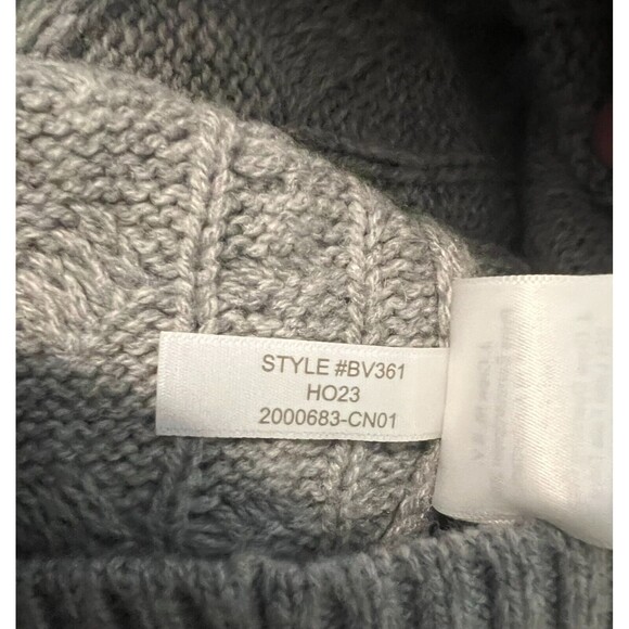 J. Crew Cable Knit Heather Gray Wool Blend w Back Tie Sweater Size M NWT - Picture 11 of 12